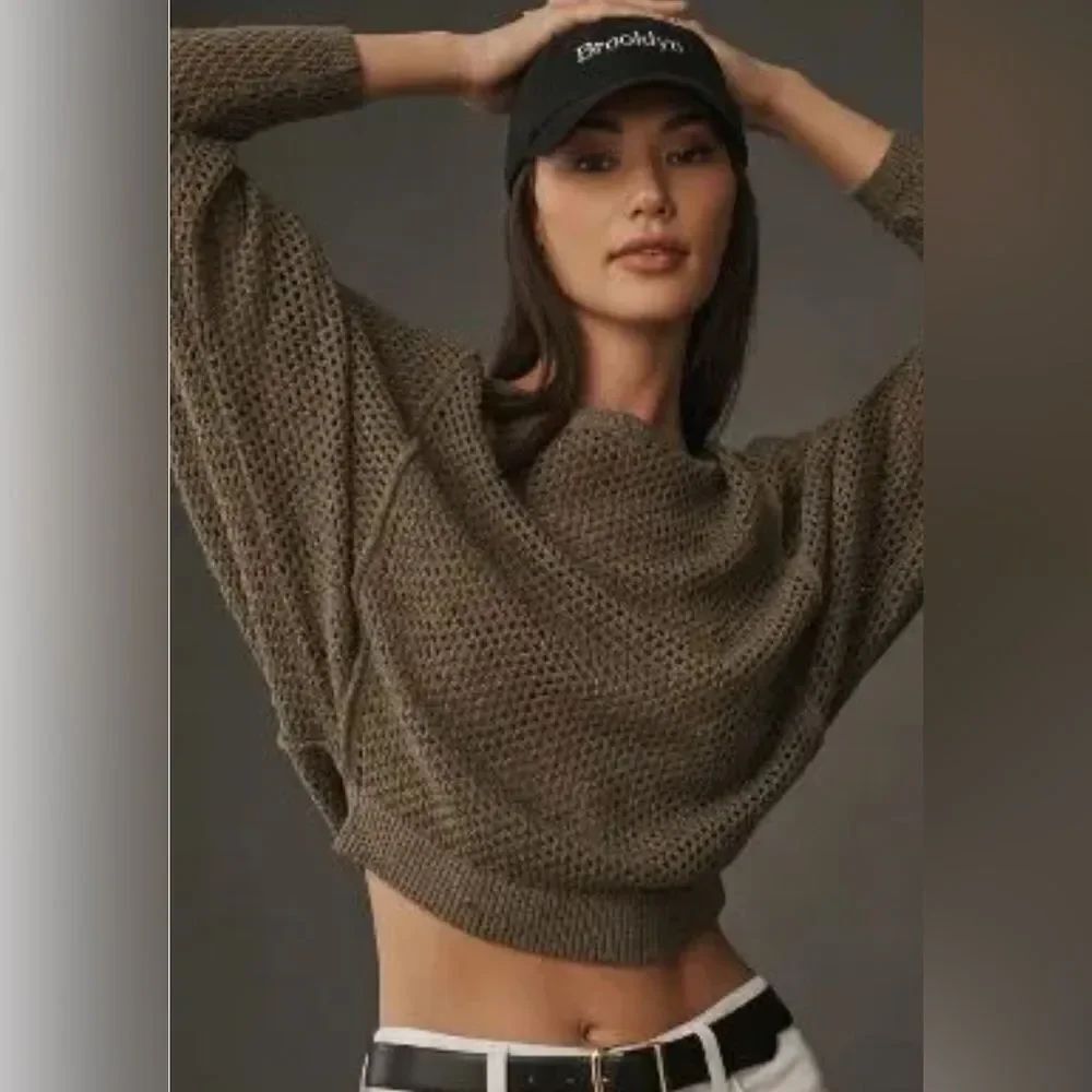 Anthropologie PILCRO Open-stitch Crewneck Sweater